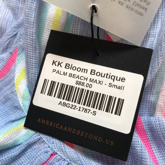 NWT America & Beyond Rainbow Stripe Maxi Dress Womens Small Blue Sleeveless NEW - Picture 4 of 13